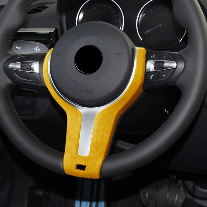 BMW F20 F22 F30 F32 F10 F15 1x Yellow Leather Steering Wheel Cover Trim (2011-2020)
