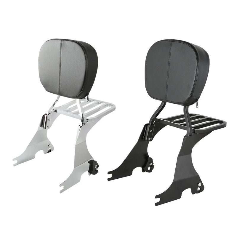 Harley Sportster Chrome/Black Backrest Sissy Bar Luggage Rack (2004-2022)