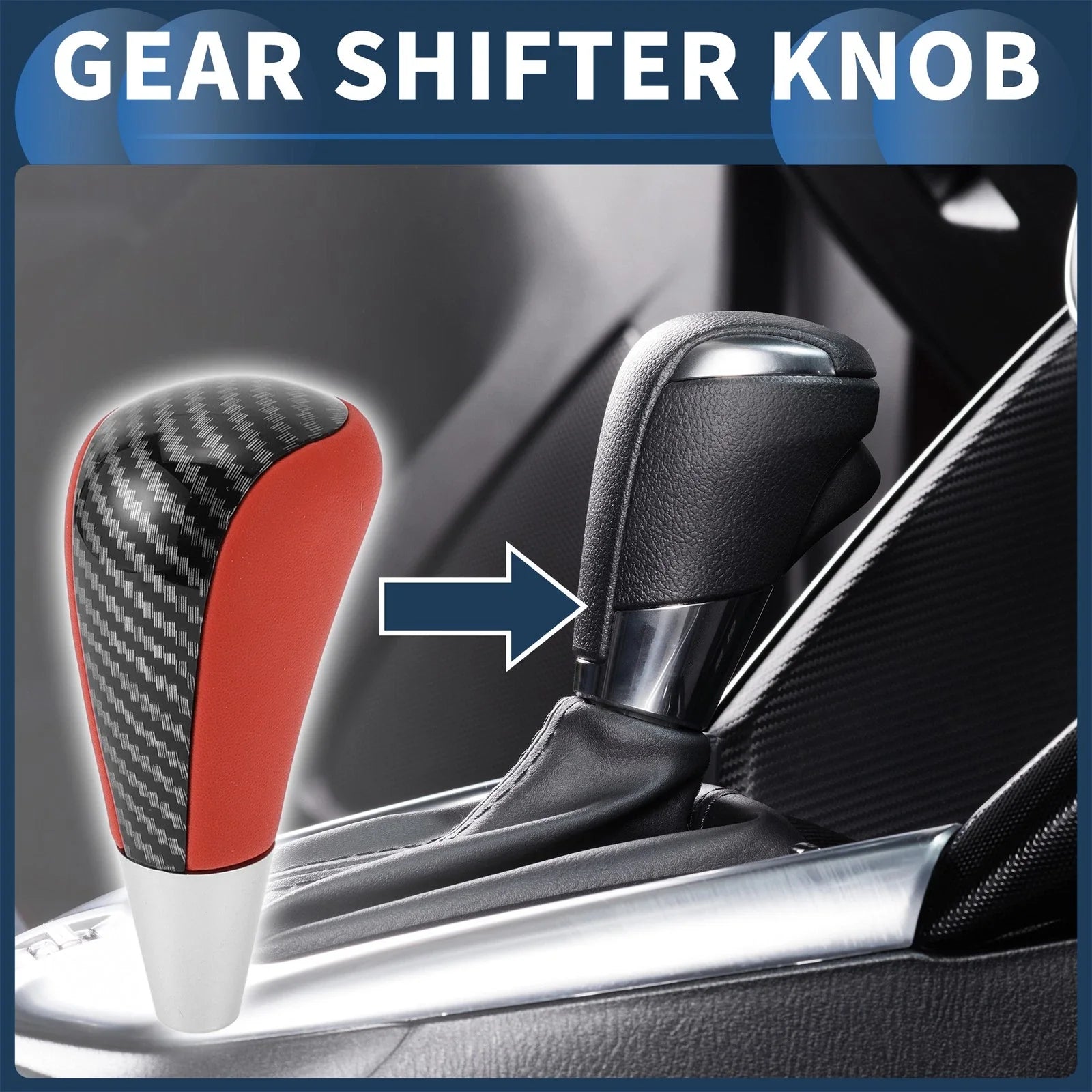 Automatic Gear Shifter Knob for Toyota 4Runner 2003-2021 Faux Leather Black Red