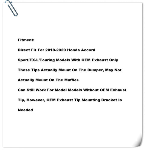 Honda Accord Sport Touring Quad Tip Muffler Exhaust Finisher (2018–2022)
