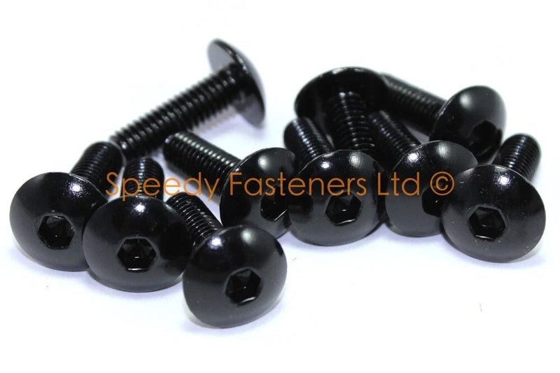 Motorcycle 10 x M6 x 20mm Fork Head Screw Aluminum Anodized Black