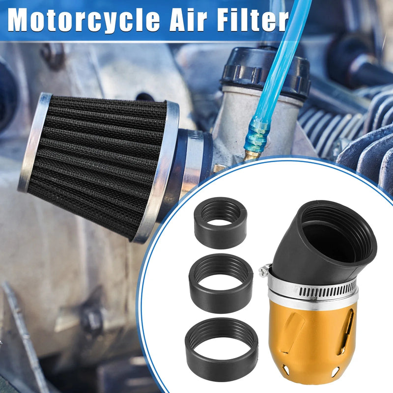 Motorcycle Air Filter 26/35/42/48mm ID 90x60mm Durable Gold Tone