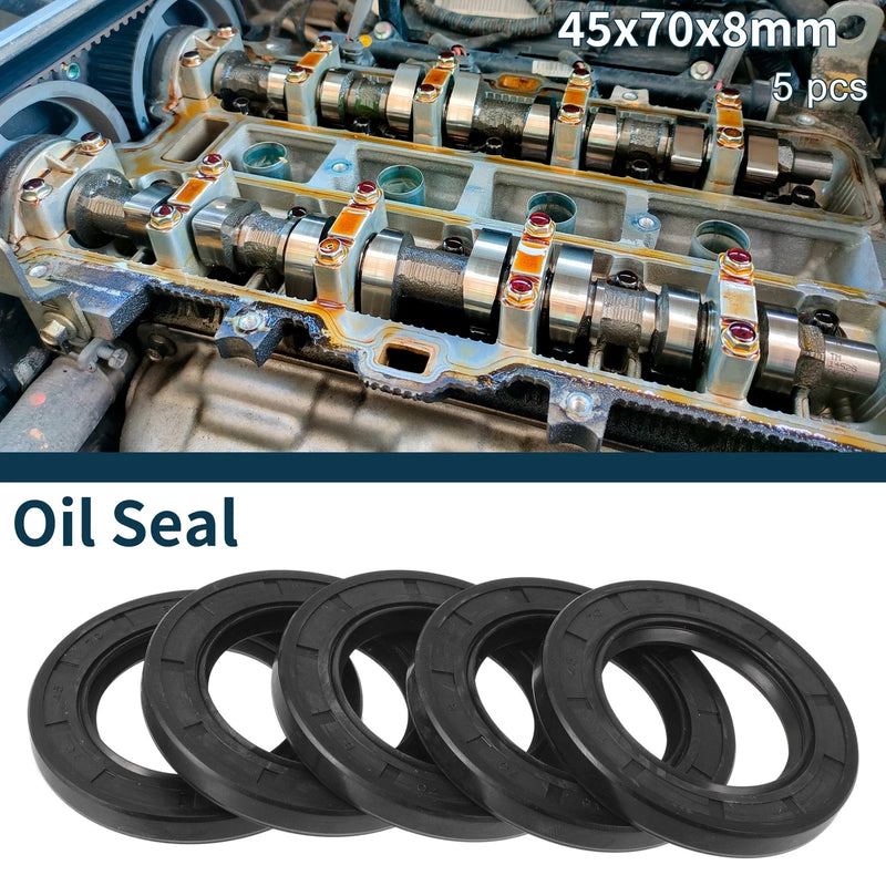 Make Model Oil Seal 45x70x8mm Rotary Shaft Seal NBR Rubber 5Pcs