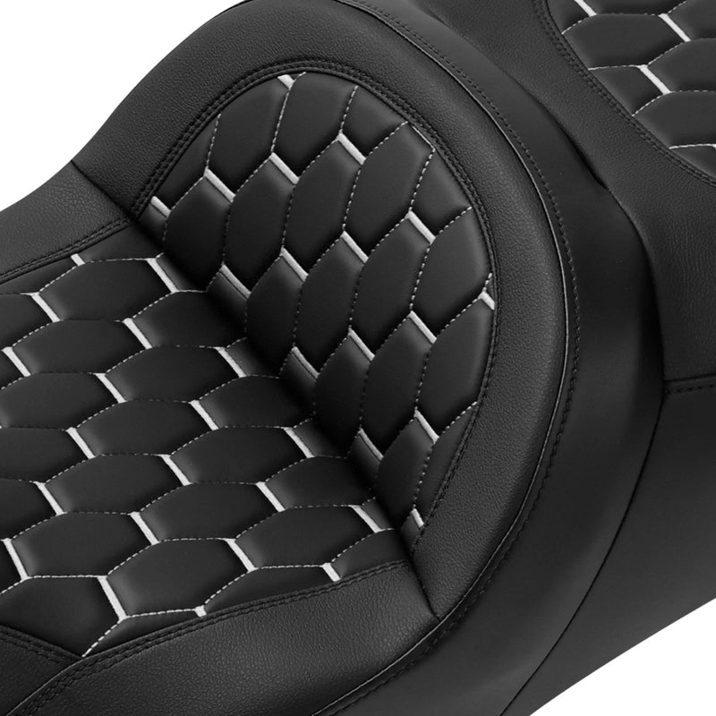 Harley Street Road Glide (2009-2023) Black White Driver & Passenger Gel Seat