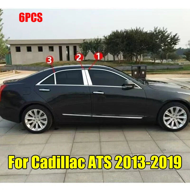 Cadillac ATS Chrome Window BC Pillar Post Cover Trim 6x (2013–2019)