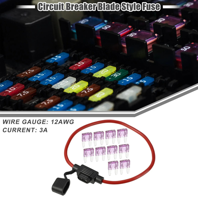 Car 3A Mini Blade Style Fuse Holder 12 AWG