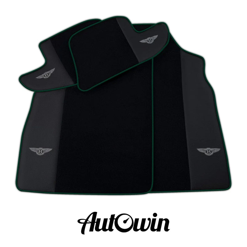 Bentley Continental GT (2018-2023) - Dark Green Trim AutoWin Black Floor Mats