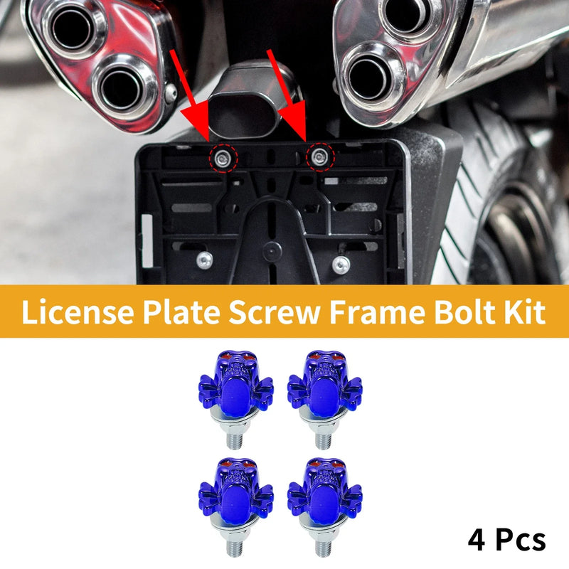Universal Motorcycle M6 License Plate Screws Cover 38mm Blue 4Pcs