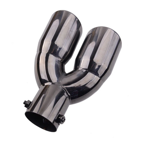 Titanium Black Car 2.5" Inlet Dual Rear Muffler Exhaust Tip Tail Pipe