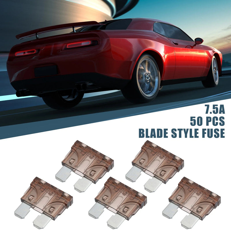 Car Boat Truck SUV Motorcycle Brown 50pcs Blade Style Fuses 7.5A Mini Size