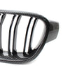 BMW F30 / 31 M3 Style Gloss Black Carbon Fiber Look Grilles (2012-2018)
