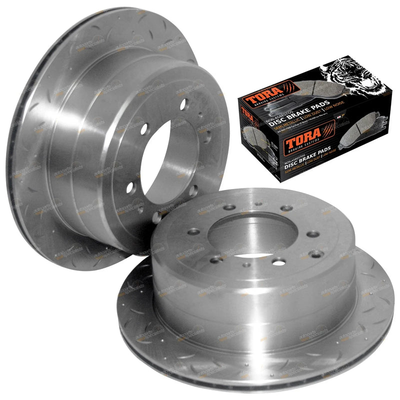 Toyota Land Cruiser 80 Series Rear Drilled Slotted Rotors + Pads (1990–1992)