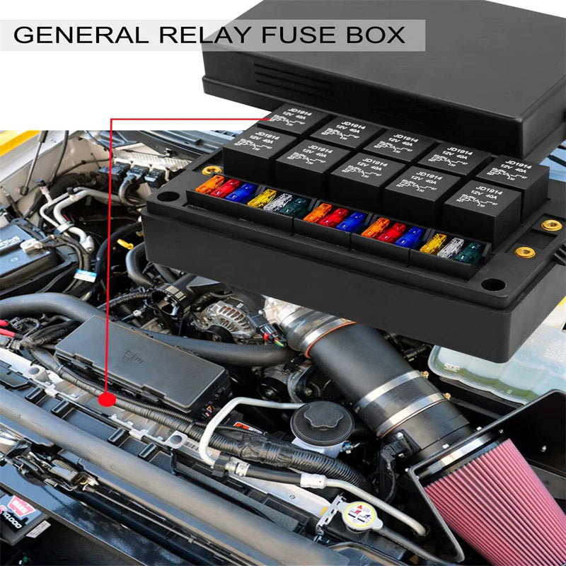 Car RV Truck Boat 10 x 5-Pin 40A Relay & 15 Fuses Pre-Wired Fuse Relay Box