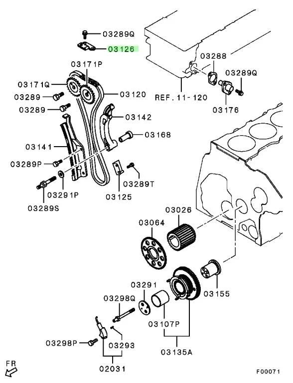 Mitsubishi Pajero Montero L200 Triton Timing Chain Upper Guide