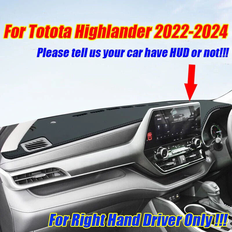 Toyota Highlander RHD Leather Dashboard Cover Protector Mat (2022–2024)