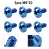 Bike Motor 6 x Blue Titanium Alloy M6x20mm Torx Head Bolts