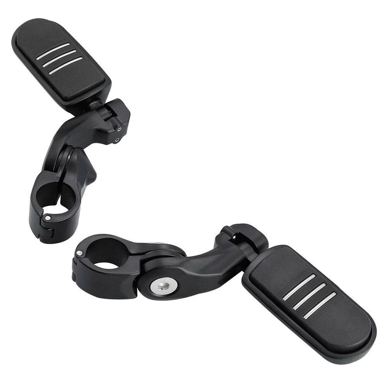 Car Model 1-1/4" Matte Black Short Angled Highway Bar Footpeg Clamps