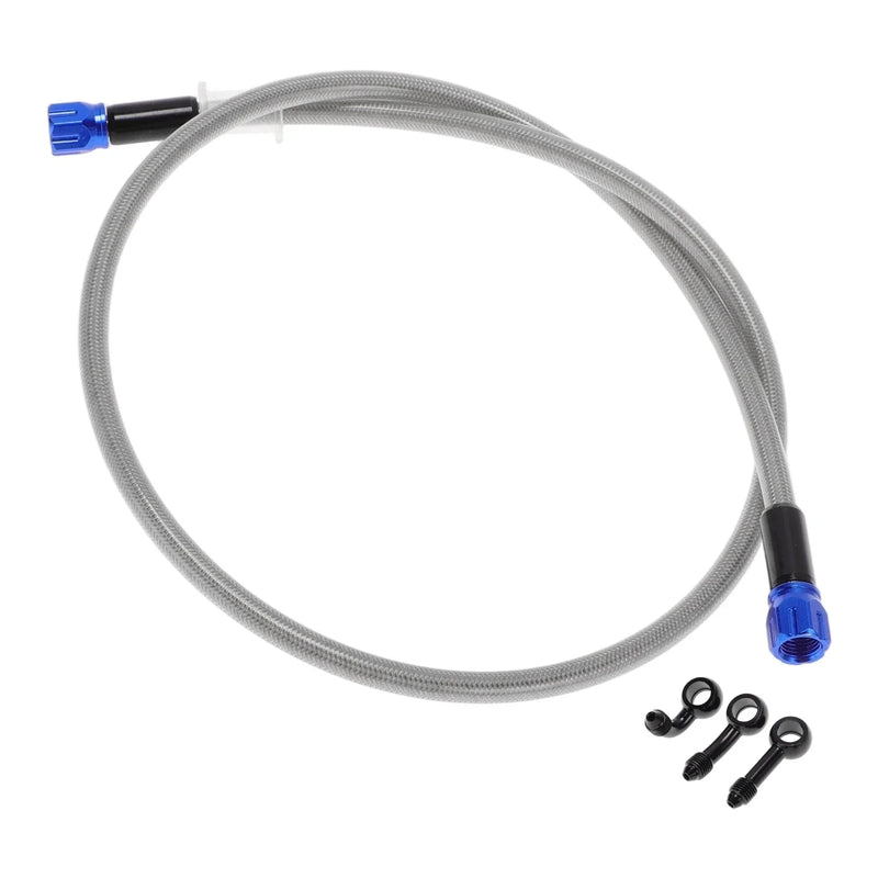 Motorcycles Silver Tone 90cm Brake Clutch Oil Hose Line