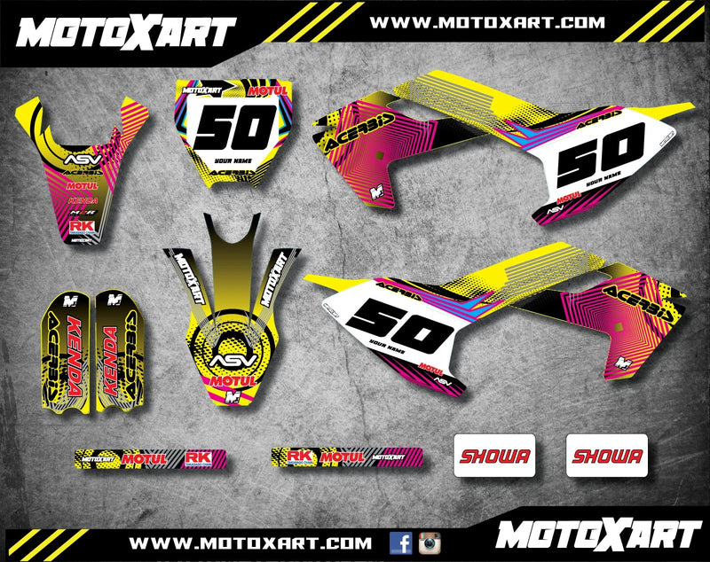 Husqvarna TC 50 (2017-2018) - NEON Style Decals Full Custom Graphics Kit