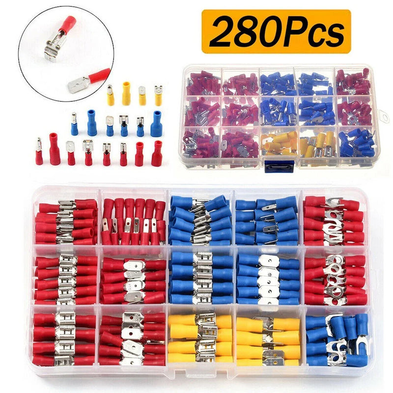 UK Assorted Crimp Spade Terminal / 280Pcs / Insulated Wire Connectors