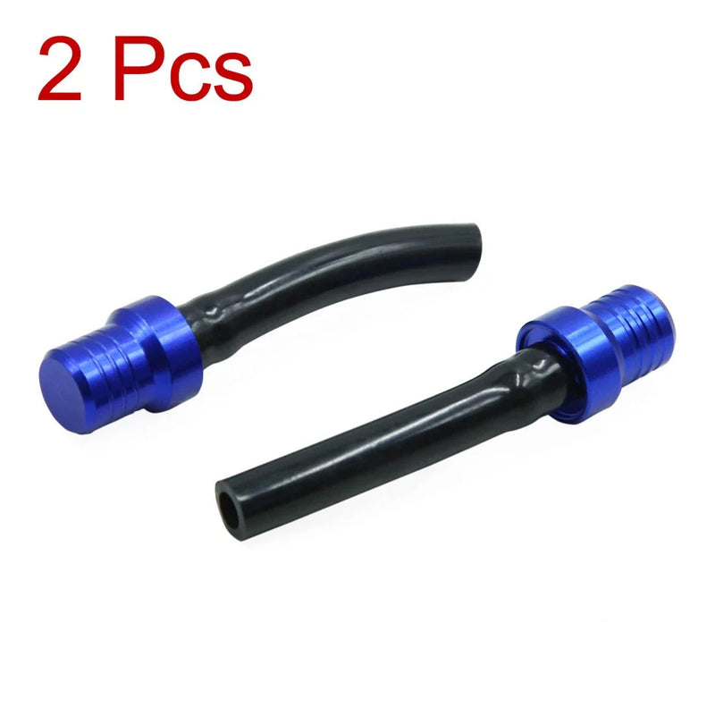 Motorcycle 2pcs Blue Motorcycle Fuel Tank Cap Valve Vent Hose Pipe Two Way