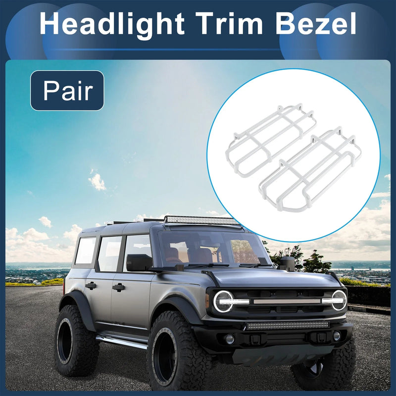 Ford Bronco (2 x) - White Headlight Trim Bezels