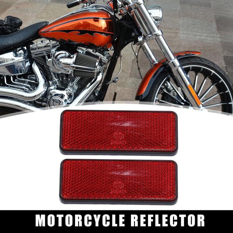 Motorcycle 2 x 87.5mm Red Rectangular Reflective Warning Reflector