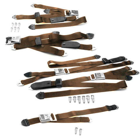 Ford XW XY GT Falcon Brown Complete Seat Belt Kit (1966-1972)