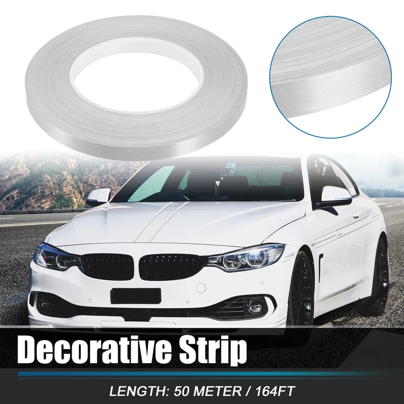 Car Motorcycle Decorative Strips / 0.4in Width 164ft / Waterproof Silver Tone