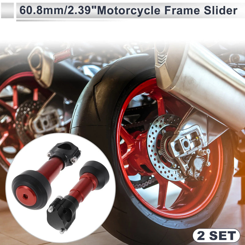 Motorcycle Slider Frame 0.87-1.1" Aluminum Alloy Plastic 2 x Pcs Red