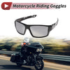 Motorcycle Riding Goggles Silver Tone Lens Black Frame Tri-acetel Cellulose