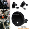 Universal Motorcycle 7'' Steel Round Black Headlight Housing w/ Bracket