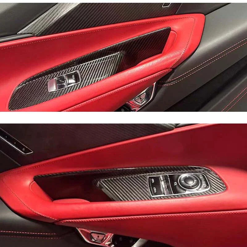 Corvette C8 2020-2023 Dry Carbon Fiber Window Lift Switch Panel Cover Trim