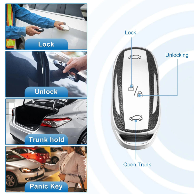 Tesla X 2016-2018 Silver Tone Smart Key Fob Case Cover