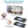 Bedroom Wall LED Digital Alarm Clock Mirror Display with Snooze