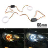 Car Headlight Retrofit 60MM 2 x White Amber Switchback LED Halo Rings