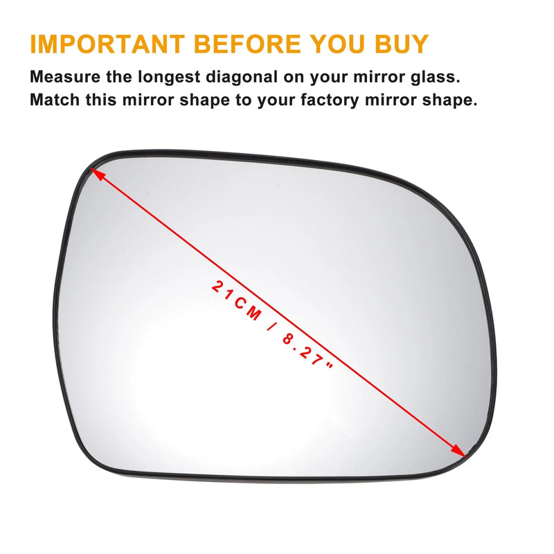 Toyota Hilux Right Side White Mirror Glass w/ Back (2004-2011)