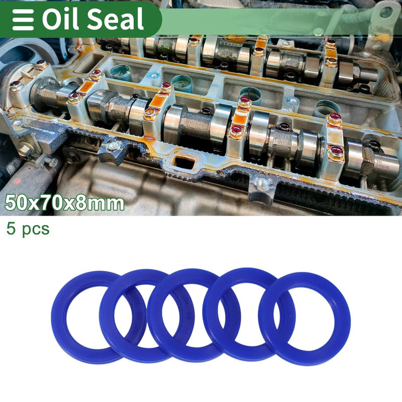 Car Oil Seal / 50x70x8mm 5 Pcs / Seal Ring Rotary Shaft TPU Blue