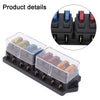 Car Compact 8 Way Fuse Box Holder LED Circuit