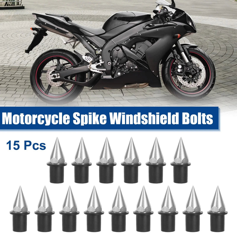 Motorcycle Fairing Bolts M5 Screws Pack of 15 (Silver Tone)