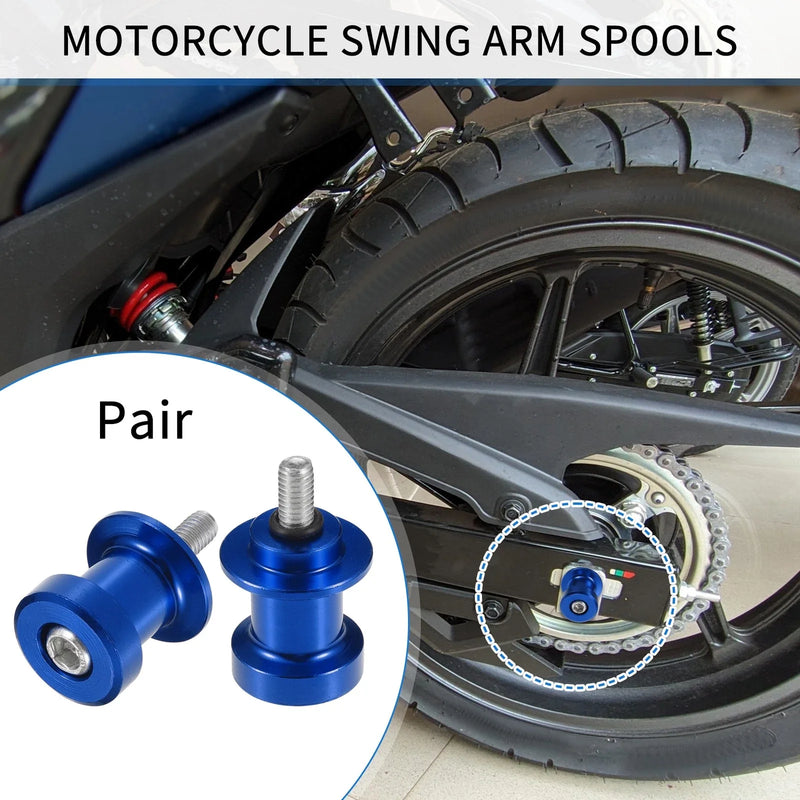 Motorcycle Pair 6mm CNC Swing Arm Spools Sliders Stand Blue