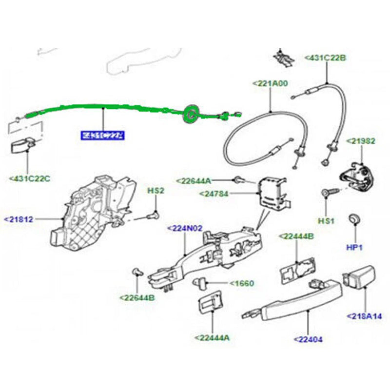 Land Rover Freelander 2 Front Door Internal Control Cable (2008-2015)