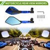 M8/M10 1 Set Motorcycle Rear View Mirrors Polygonal Shape Blue Aluminum Alloy