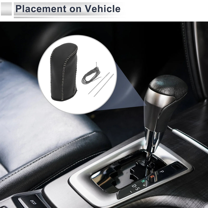 Nissan Tiida 2004-2012 Black Grey Faux Leather Gear Shift Knob Cover