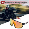 Motorcycle Riding Red Black Tri-Acetyl Cellulos PC UV400 Goggles