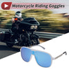 Motorcycle Goggles Blue Lens White Silver Tone Frame PC UV400
