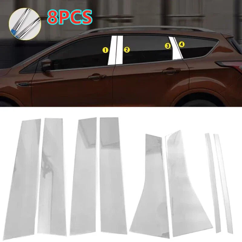 Ford Escape Kuga 8 x Chrome Pillar Posts Door Cover Trim (2013–2019)