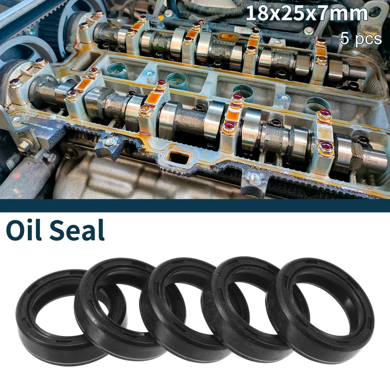 Oil Seal 18x25x7mm NBR Rubber Black 5Pcs