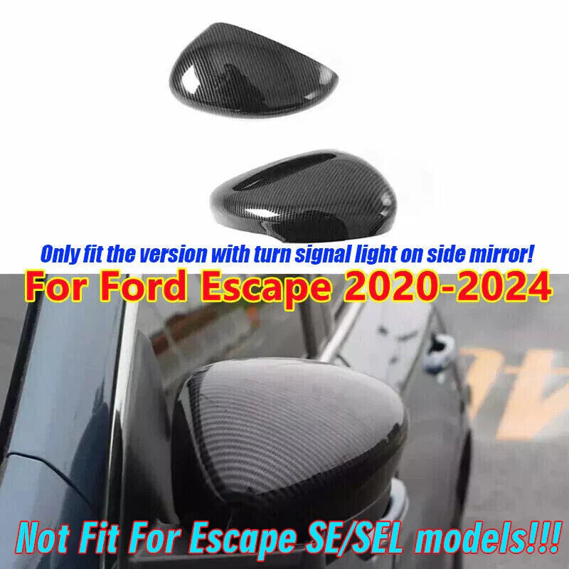 Ford Escape 2 x Carbon Fiber Look Side Rearview Mirror Cover Trim Caps (2020–2024)