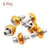 Car Motorcycle License Plate Bolt Screw Nuts 6 x Aluminum Alloy Gold Tone